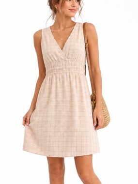 Y2K CONVERSE Babydoll Pastel Plaid Cotton Tank Dress Romantic Cottage Picnic | M